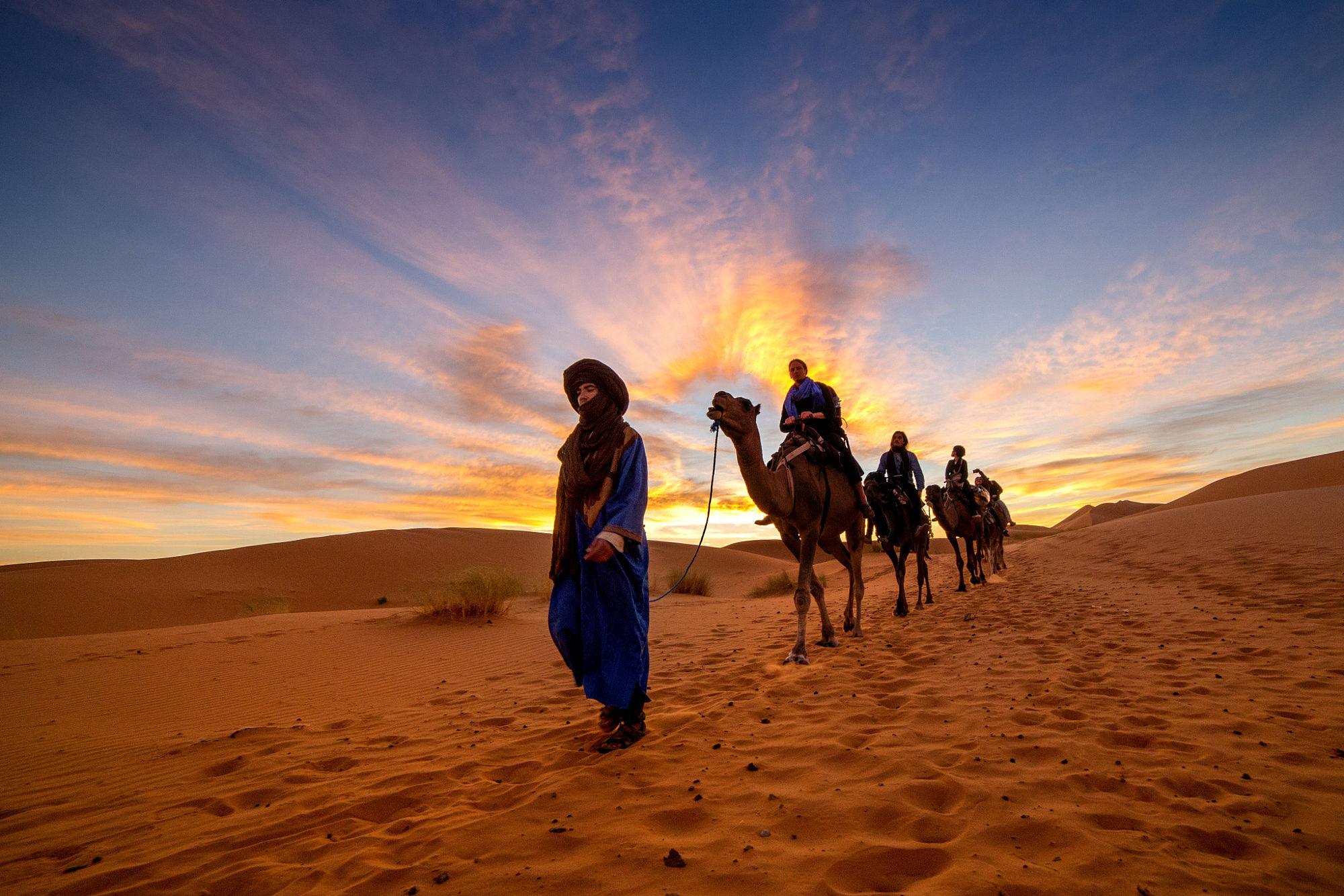 Morocco camel ride tours to explore the Sahara desert of Erg Chigaga