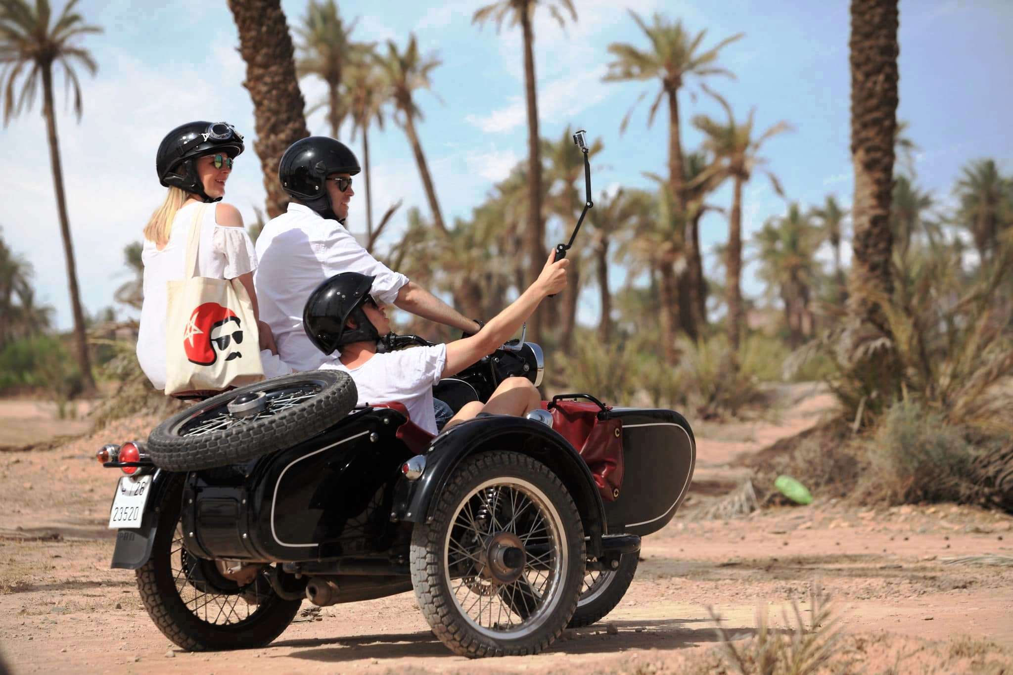 Morocco sidecar ride tour to explore the desert of Marrakech Agafay